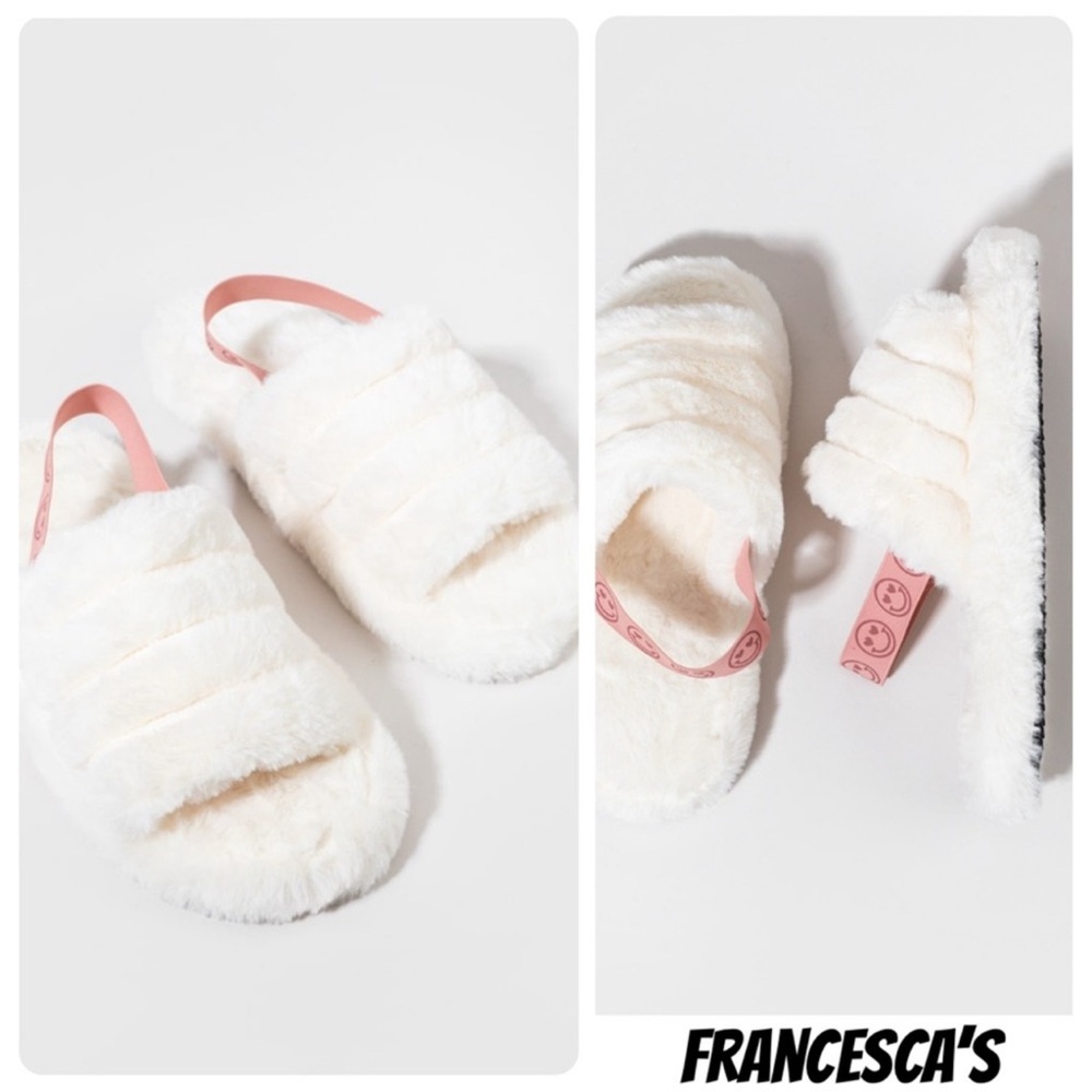 New Francescas Anna Smiley
Strap Fluffy White Slippers